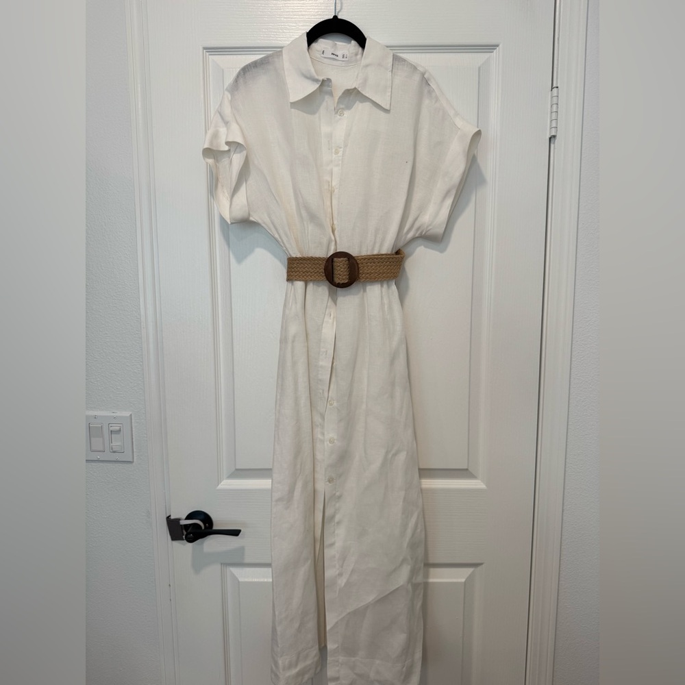 100% Linen Mango Shirt Dress